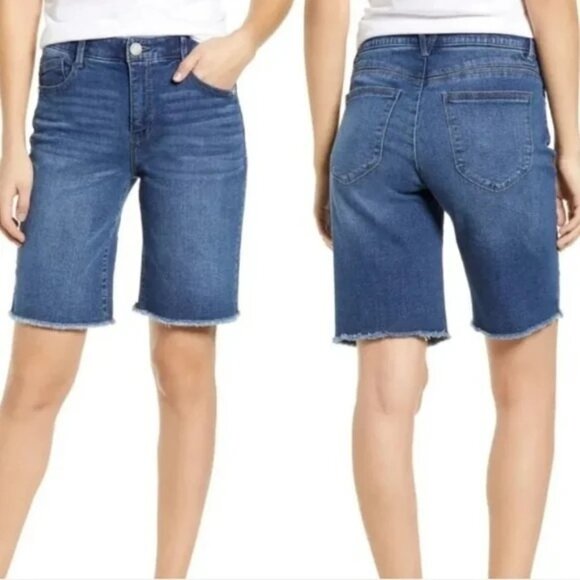 Wit & Wisdom 'Ab' solution Retro Denim Bermuda Shorts in Blue - Sz 2 - Picture 1 of 6